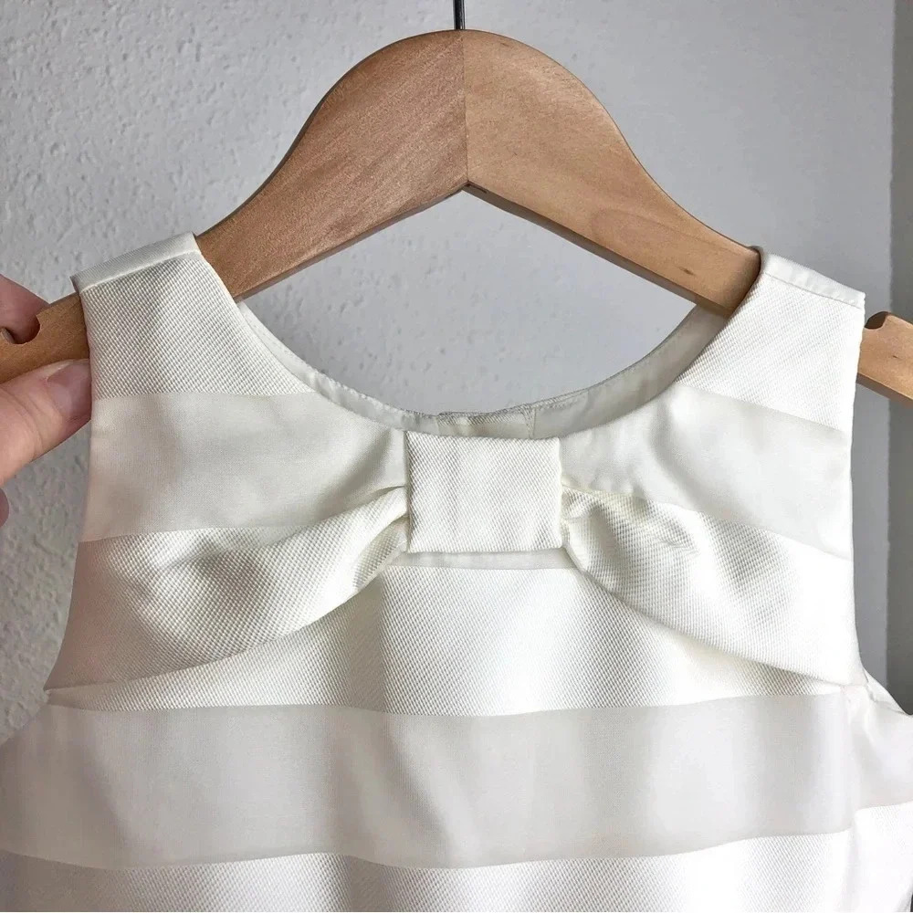 Janie and Jack Special Occasion dress ivory stripe organza sleeveless 3 years - Picture 4 of 11